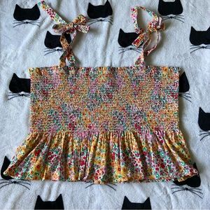 NWT J. Crew Smocked Tie Shoulder Tank Size 3X